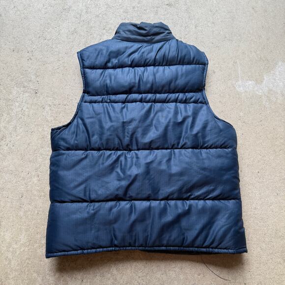 Men's Vintage 80's Navy Blue Snap Winter Outdoor Puffer Vest Jacket Sz Large - Picture 3 of 6